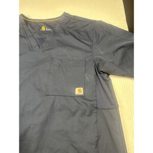 Womens Carhartt Blue Short Sleeve Work Scrubs Shirt Size SMALL